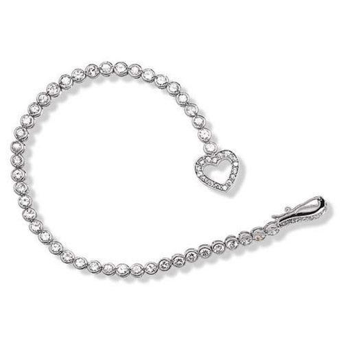 Bezel Set CZ Mini Heart Bracelet, Sterling Silver