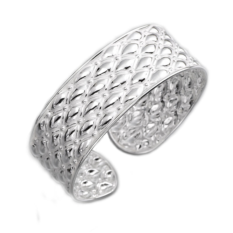Raised Design Polished Cuff, Sterling Silver