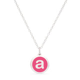 Pink Enamel Pendant with Lower Case Initial "a", Sterling Silver