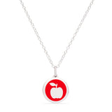 Red Enamel Pendant with Apple, Sterling Silver