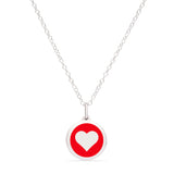 Red Enamel Pendant with Heart, Sterling Silver