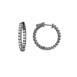 Inside Out CZ Hoops, 1 Inch, Sterling Silver in Black Rhodium