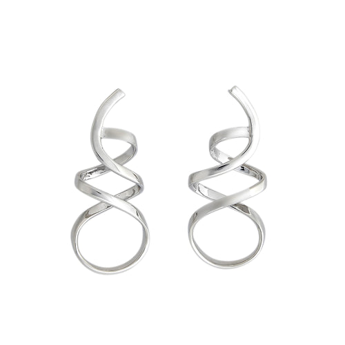 Open Wire Spiral Earrings, Sterling Silver