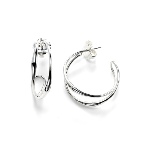 'Tendril' Large Hoop Earrings, Sterling Silver