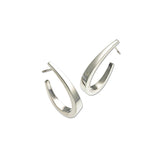 Large Shiny Oval J Hoop Earrings, Sterling Silver