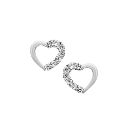 CZ Open Heart Earrings, Sterling Silver