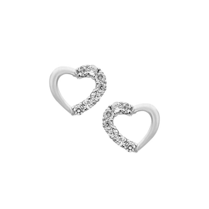 CZ Open Heart Earrings, Sterling Silver