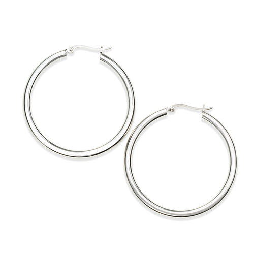 Hoop Earrings, 1.25 Inches, Sterling Silver
