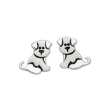 Dog Design Stud Earrings, Sterling Silver