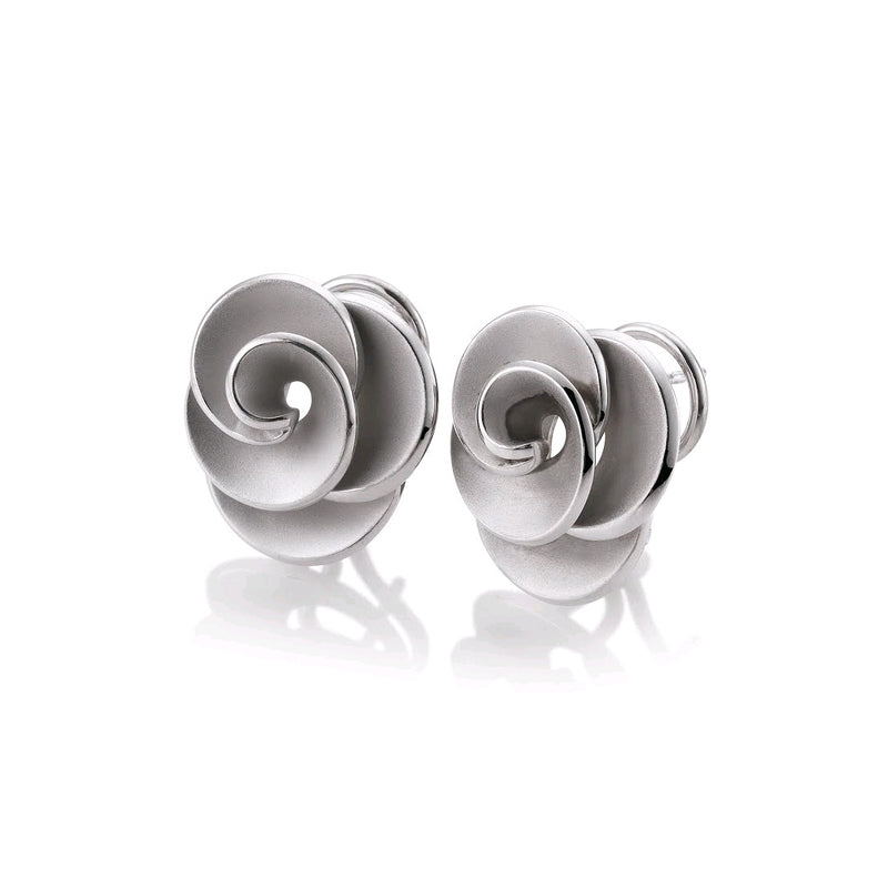 Rose Design Clip Post Earrings, Sterling Silver