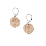 Disc Drop Earrings, Sterling Silver with Rose Sparkle Finish