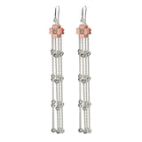 Two Tone Bead Tassel Earrings, Sterling Silver with 18K Rose Gold Plating
