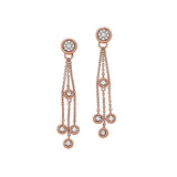 CZ Dangle Earrings, Sterling Silver with Rose Tone Finish