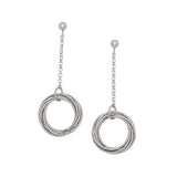 Diamond Cut Interlocking Circles Dangle Earrings, Sterling Silver