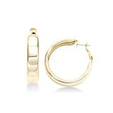 Wide Hoop Earrings, 1.60 Inches, Brass with Yellow Gold Flash Finish