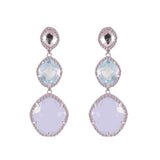 Blue Topaz And Blue Chalcedony Dangle Earrings, Sterling Silver and Vermeil