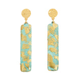 Enamel and Turquoise Dangle Earrings, Gold Leaf, by Evocateur