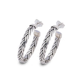 Braided Design Hoop Earrings, 1 inch, Sterling Silver