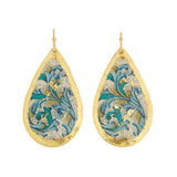 'Firenze' Enamel Dangle Earrings, Gold Leaf, by Evocateur