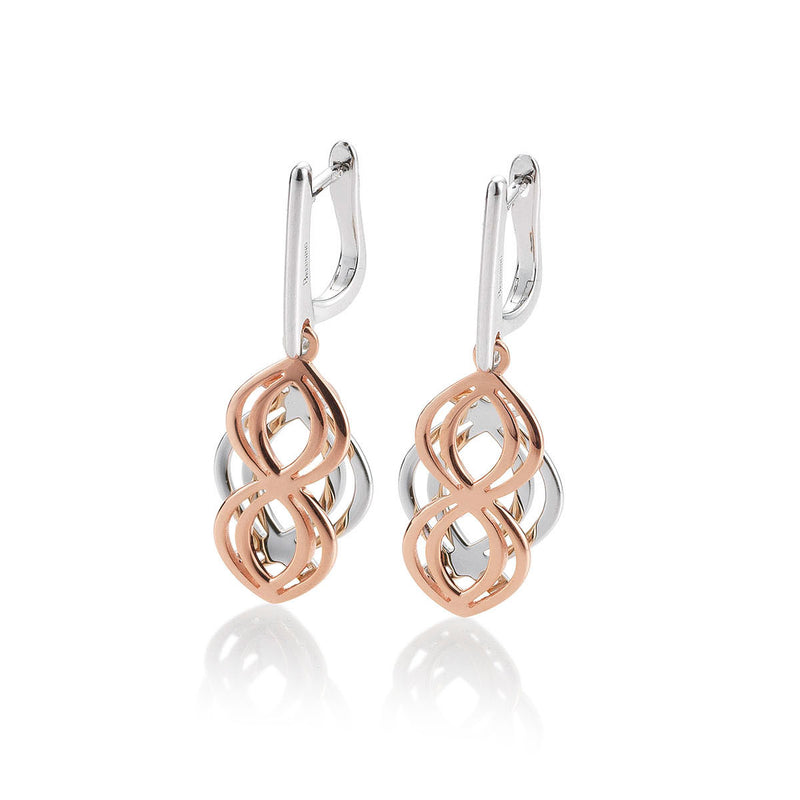Openwork Dangle Earrings, Sterling and Rose Gold Vermeil