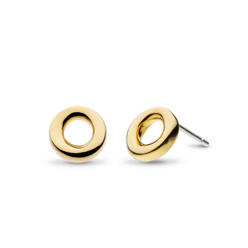 Bevel Cirque Open Circle Stud Earrings, Sterling and Gold Plating