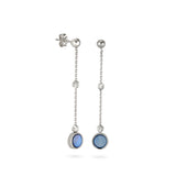 Blue Mother of Pearl Dangle Earrings, Sterling Silver