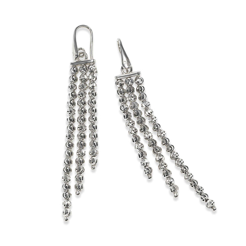 Diamond Cut Bead Tassel Earrings, Sterling Silver