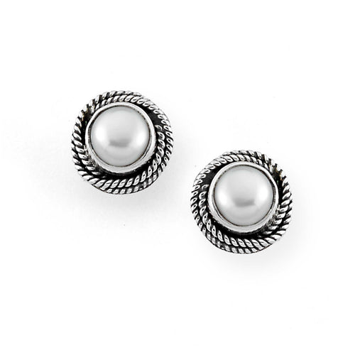 Mabé Cultured Pearl Button Earrings, Sterling Silver