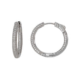 Inside Out CZ Hoop Earrings, 1 Inch, Sterling Silver