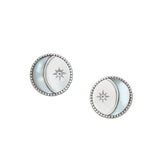 Mother Of Pearl Celestial Button Earrings, Sterling Silver