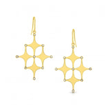 Satellite Dangle Earrings with Diamonds, 14K Yellow Gold