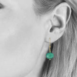 Faceted Green Onyx Drop Earrings, Sterling Silver and Gold Plating
