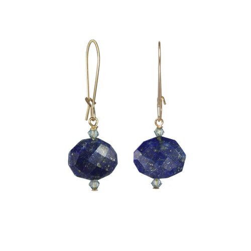 Faceted Lapis Drop Earrings, Sterling Silver and Gold Plating