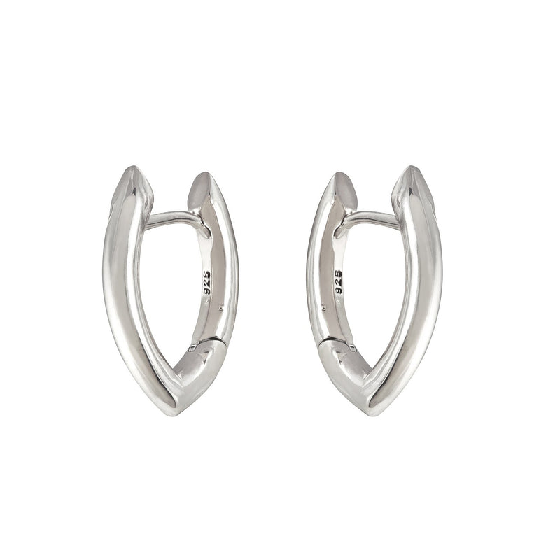 Pointed Oval Hoop Earrings, Sterling Silver