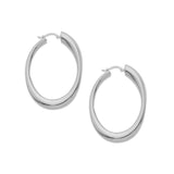 Oval Tube Hoop Earrings, Sterling Silver