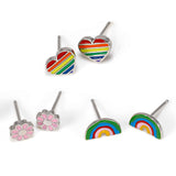 Colorful Stud Earrings, Set of 3, Sterling Silver