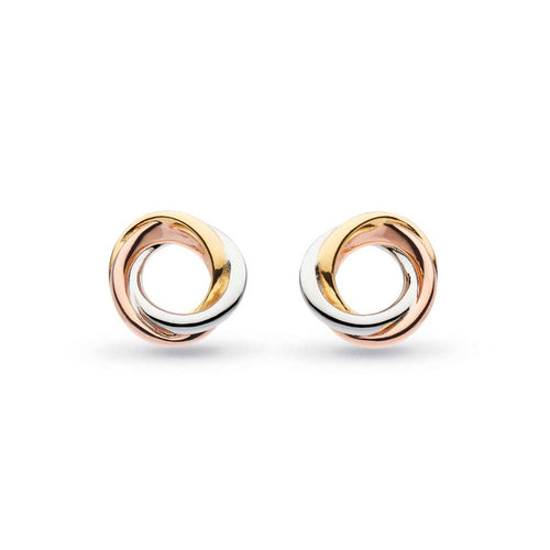 Bevel Trilogy Stud Earrings, Sterling and Gold Plating