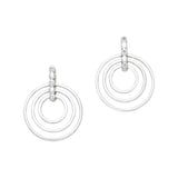 Triple Circle Earrings With Diamond Accents, Sterling Silver