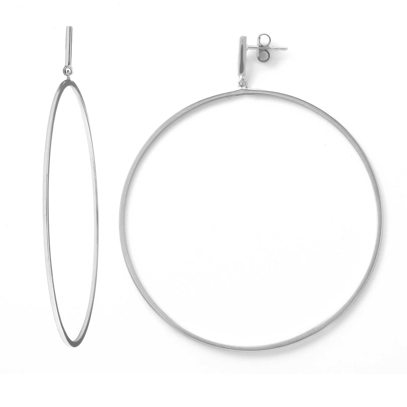 Large Hoop Dangle Earrings, 2.50 Inches, Sterling Silver