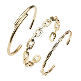 Harmony Cuff Bracelets, Set of 3,  14K Yellow Gold Plated