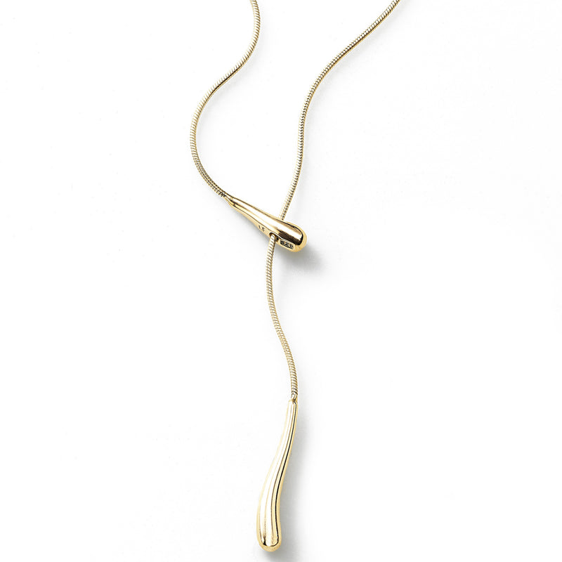 Lariat Style Y Necklace, 16 inch, Sterling Silver and 14K Gold Plating