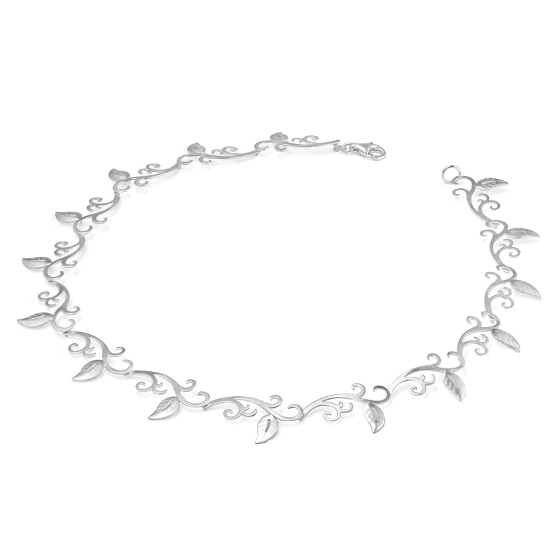 Lightweight Floral Open Design Necklace, Sterling Silver