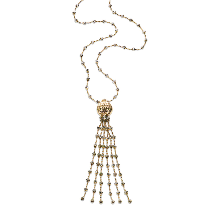 Two Tone Tassel Necklace, Sterling with 18K Yellow Gold Plating
