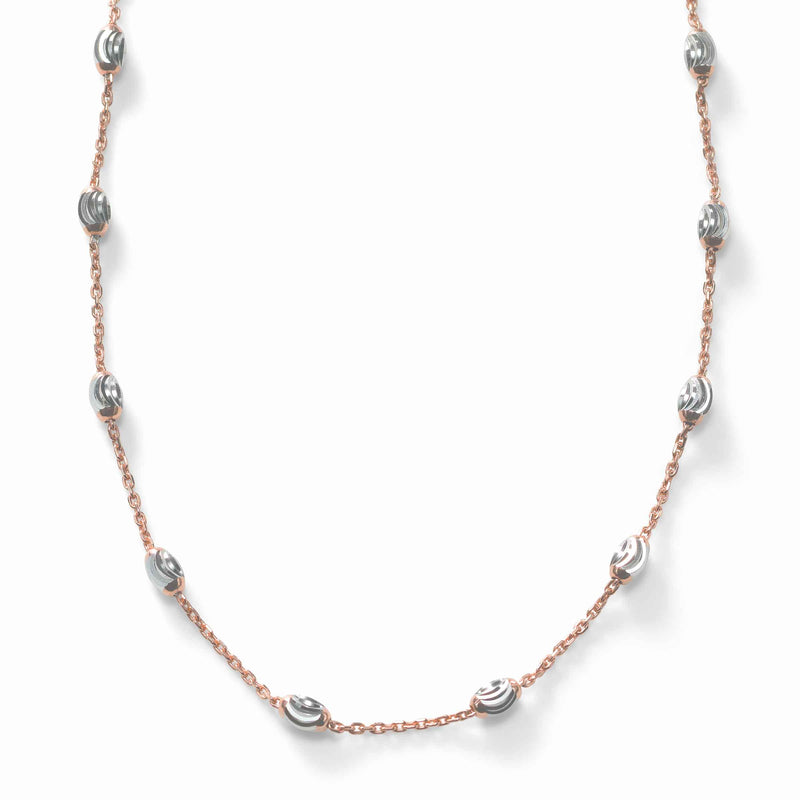 Oval Bead Necklace, Sterling with 18K Rose Gold Plating