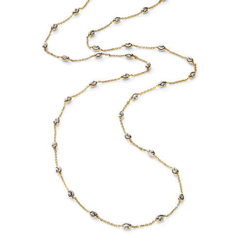 Bead Necklace, 18 or 30 Inches, Sterling with 18K Yellow Gold Plating