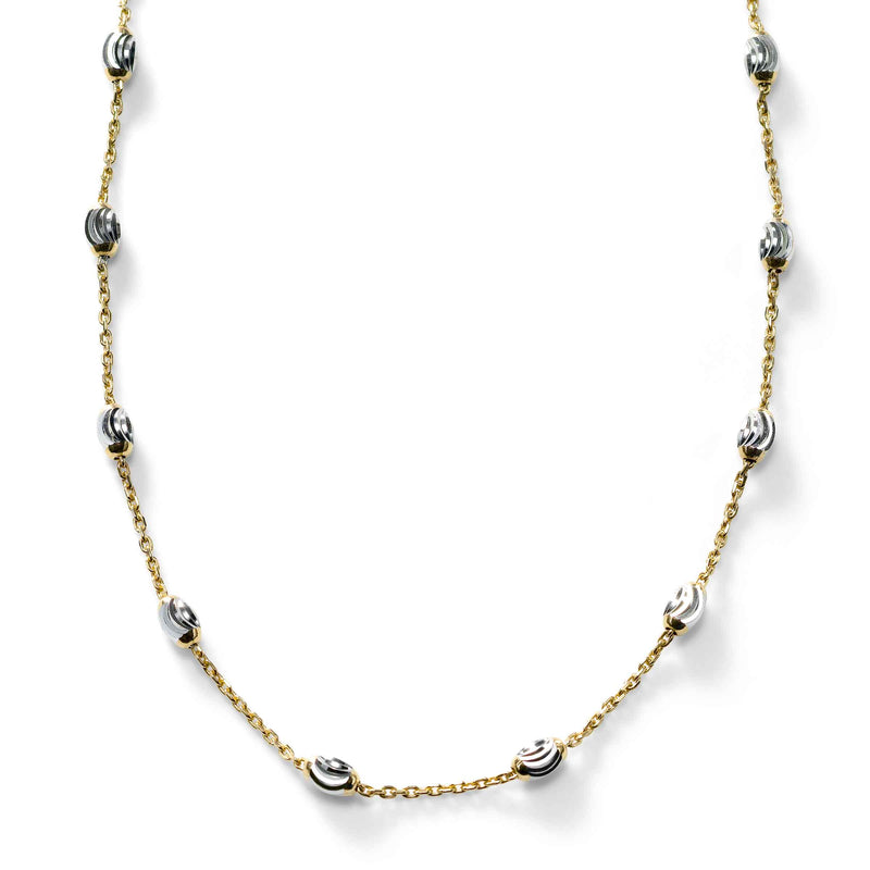 Bead Necklace, 16, 18 or 30 Inches, Sterling with 18K Yellow Gold Plating