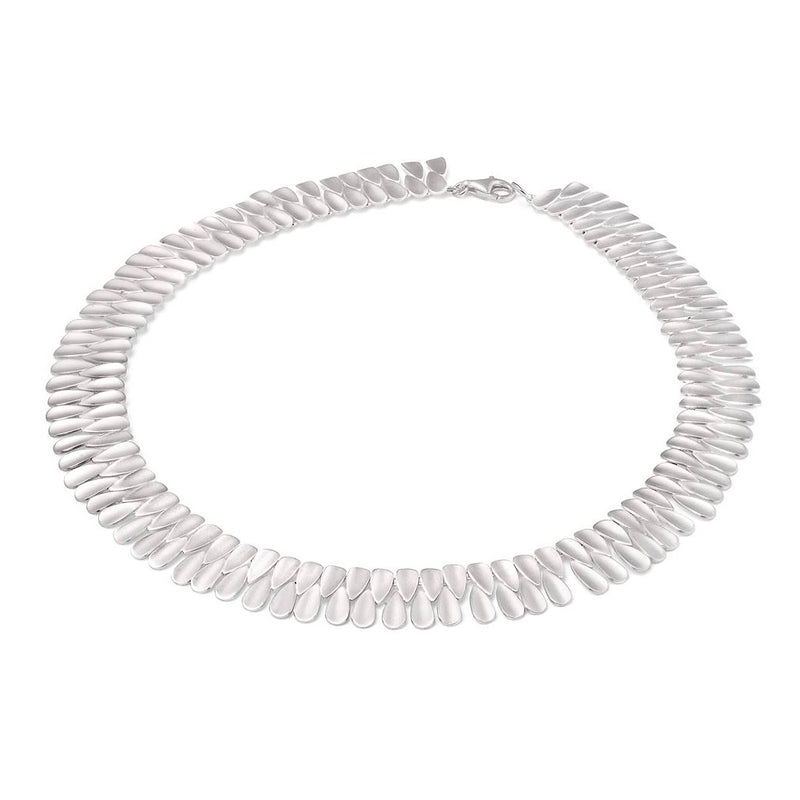 Matte Finish Double Row Necklace, Sterling Silver