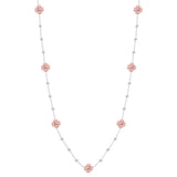 Rose Color Flower Station Necklace, Sterling with 18K Rose Gold Plating