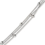 Triple Strand Choker Necklace with Faceted Beads, Sterling Silver