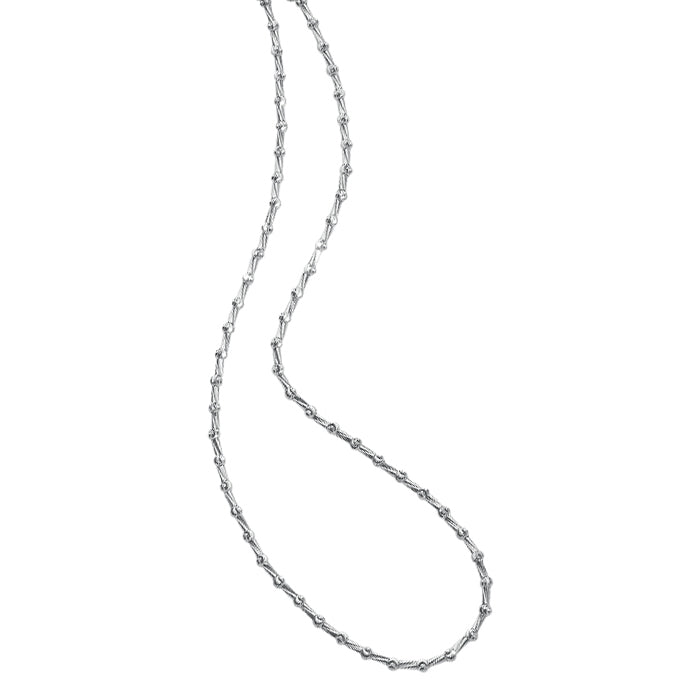 Diamond Cut Bead Necklace, 36 Inches, Sterling Silver with Platinum Plating